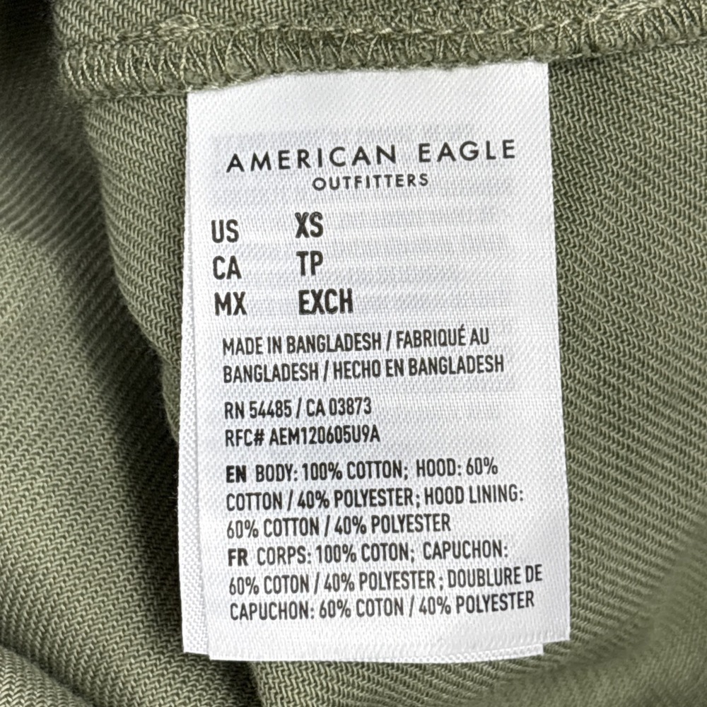 NWT American Eagle Cropped Military Hooded Shirt Jacket Shacket Olive Womens XS - Picture 14 of 14